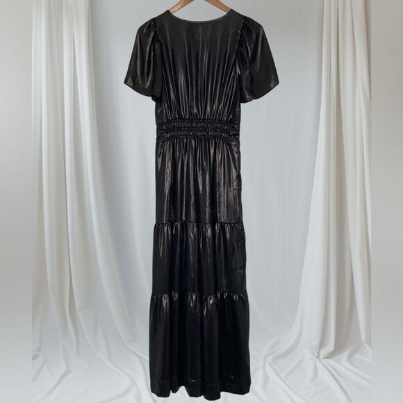 ANTHROPOLOGY Dress Somerset Maxi Shine Edition Metallic Black Size S - Picture 8 of 14